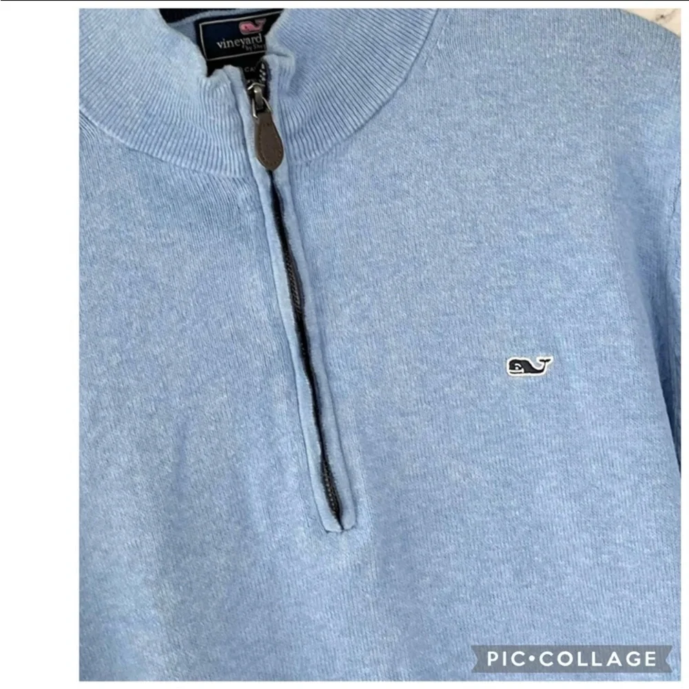 Vineyard Vines Men’s XL Cotton Cashmere 1/4 Zip Sweater Ocean Breeze